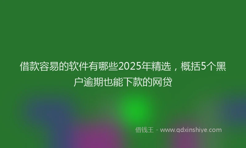 借款容易的软件有哪些2025年精选，概括5个黑户逾期也能下款的网贷