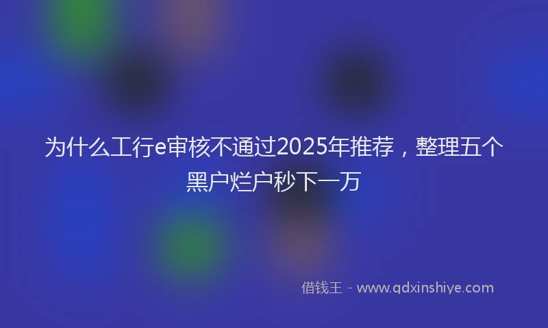 为什么工行e审核不通过2025年推荐，整理五个黑户烂户秒下一万