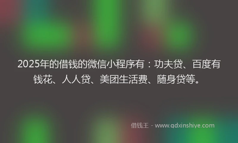 2025年的借钱的微信小程序有：功夫贷、百度有钱花、人人贷、美团生活费、随身贷等。