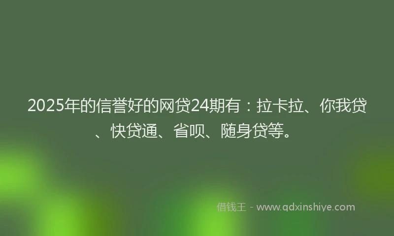 2025年的信誉好的网贷24期有：拉卡拉、你我贷、快贷通、省呗、随身贷等。