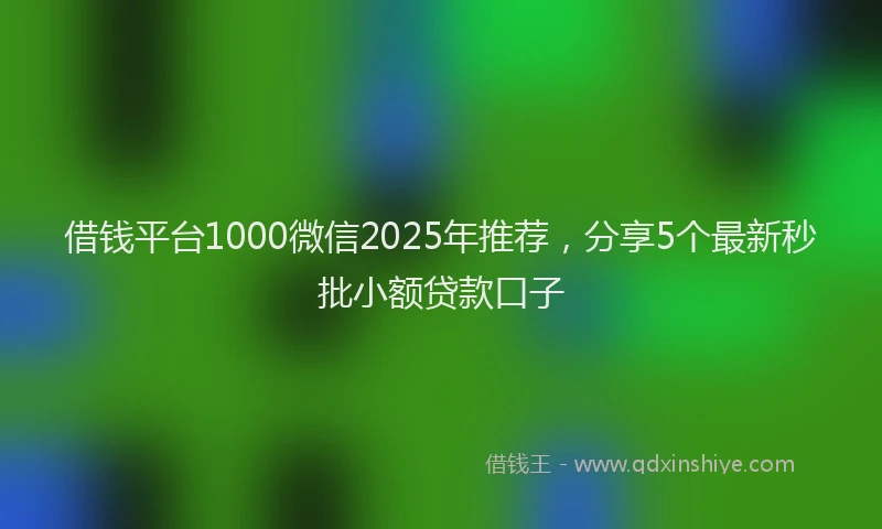 借钱平台1000微信2025年推荐，分享5个最新秒批小额贷款口子