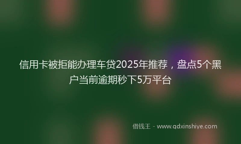 信用卡被拒能办理车贷2025年推荐，盘点5个黑户当前逾期秒下5万平台
