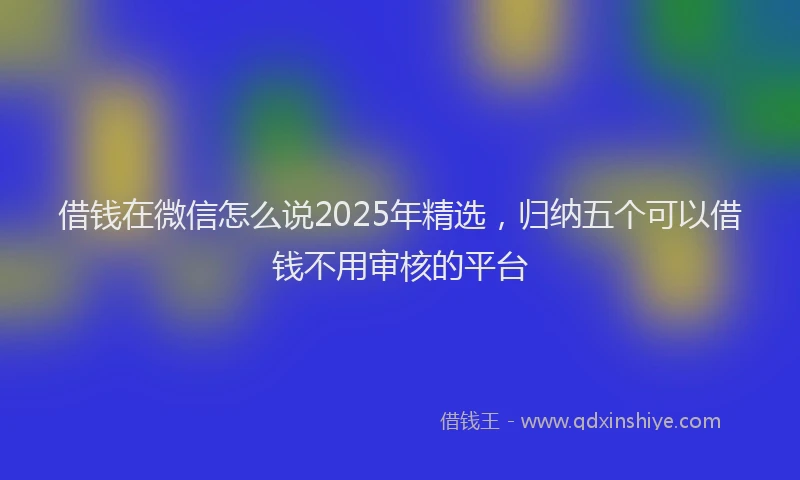 借钱在微信怎么说2025年精选，归纳五个可以借钱不用审核的平台