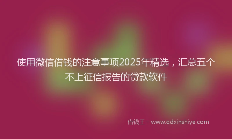 使用微信借钱的注意事项2025年精选，汇总五个不上征信报告的贷款软件
