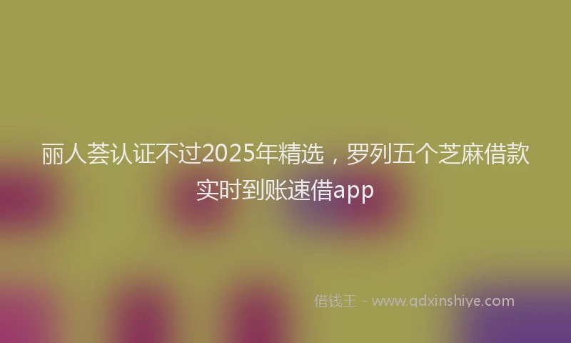 丽人荟认证不过2025年精选，罗列五个芝麻借款实时到账速借app