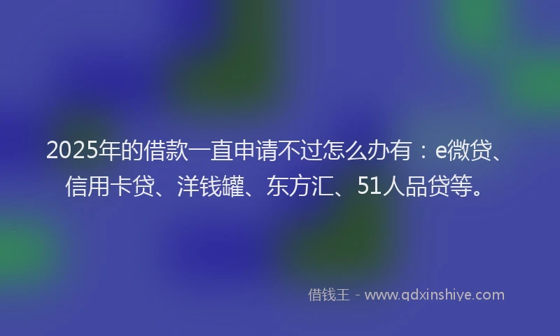 2025年的借款一直申请不过怎么办有：e微贷、信用卡贷、洋钱罐、东方汇、51人品贷等。