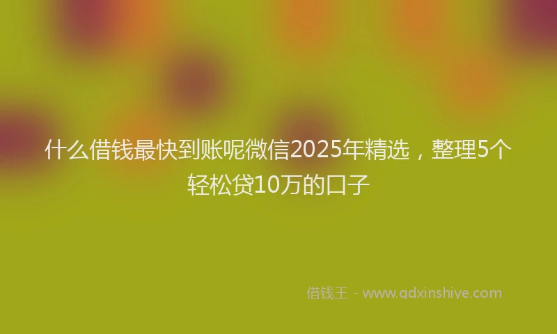 什么借钱最快到账呢微信2025年精选，整理5个轻松贷10万的口子