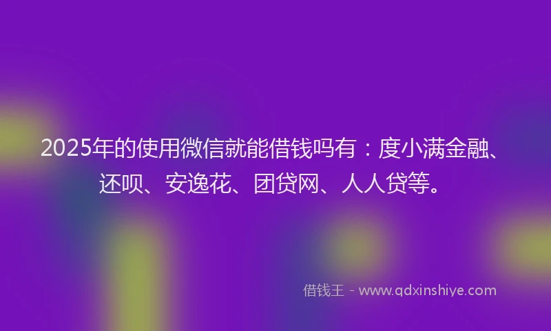 2025年的使用微信就能借钱吗有：度小满金融、还呗、安逸花、团贷网、人人贷等。