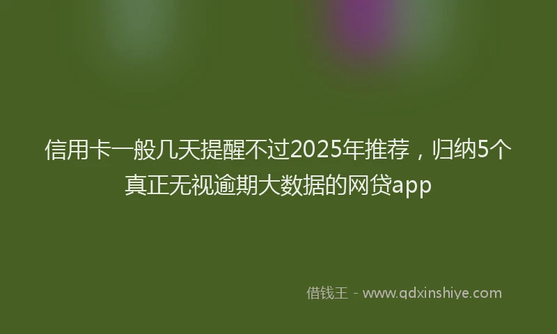信用卡一般几天提醒不过2025年推荐，归纳5个真正无视逾期大数据的网贷app