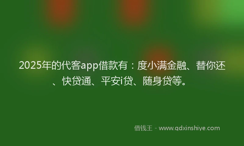 2025年的代客app借款有：度小满金融、替你还、快贷通、平安i贷、随身贷等。