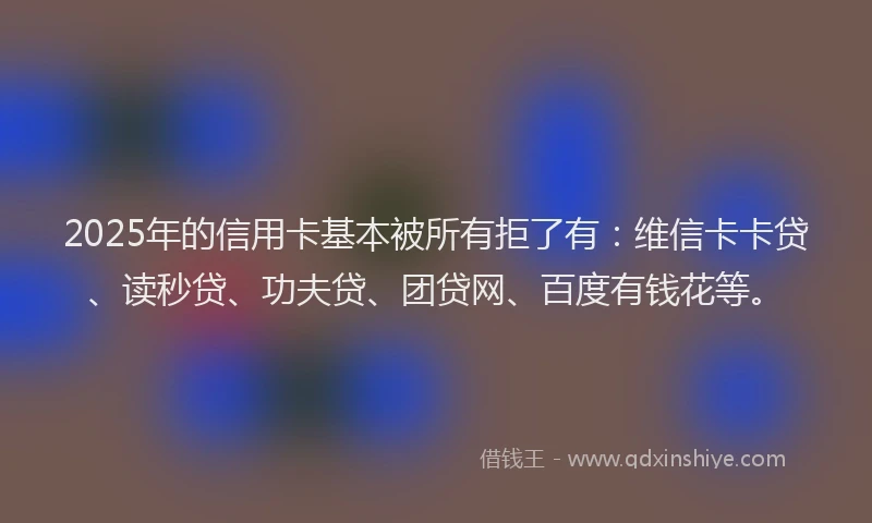 2025年的信用卡基本被所有拒了有：维信卡卡贷、读秒贷、功夫贷、团贷网、百度有钱花等。