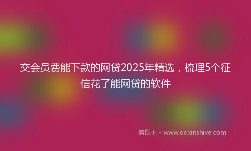 交会员费能下款的网贷2025年精选，梳理5个征信花了能网贷的软件