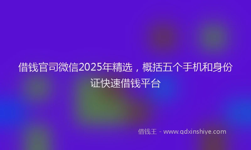 借钱官司微信2025年精选，概括五个手机和身份证快速借钱平台