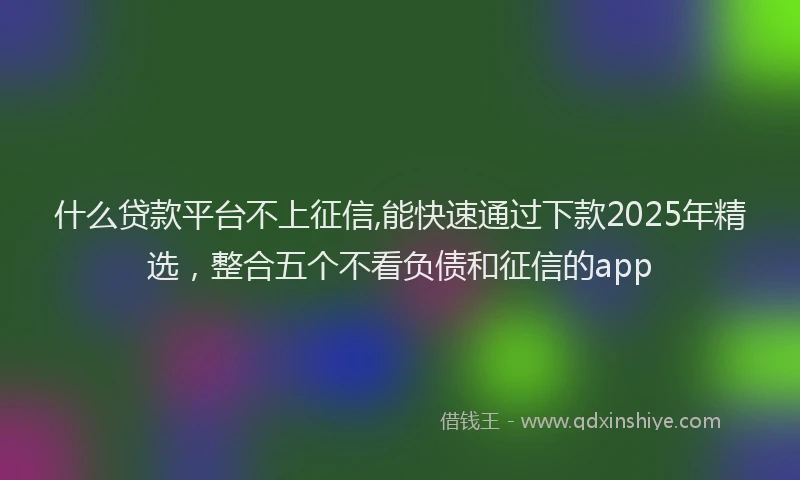 什么贷款平台不上征信,能快速通过下款2025年精选，整合五个不看负债和征信的app