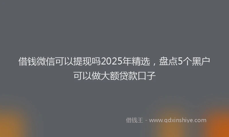 借钱微信可以提现吗2025年精选，盘点5个黑户可以做大额贷款口子