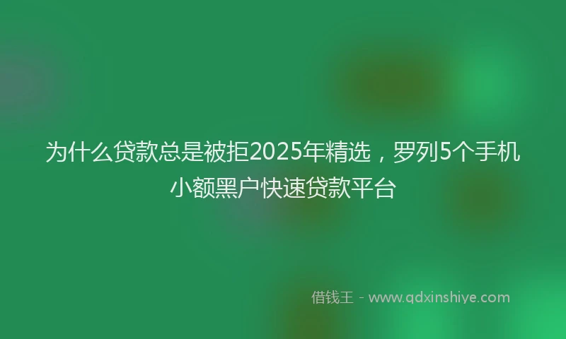 为什么贷款总是被拒2025年精选，罗列5个手机小额黑户快速贷款平台