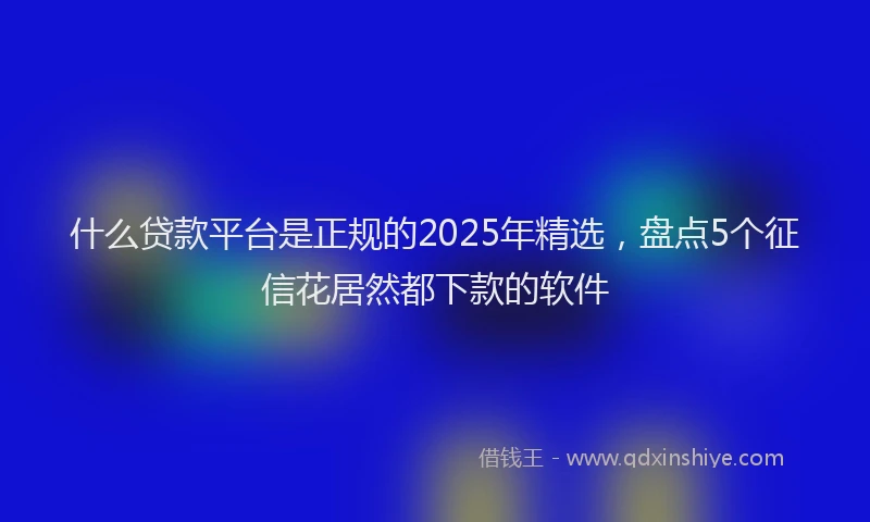 什么贷款平台是正规的2025年精选，盘点5个征信花居然都下款的软件