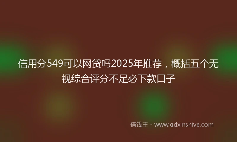 信用分549可以网贷吗2025年推荐，概括五个无视综合评分不足必下款口子