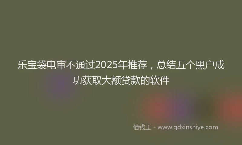 乐宝袋电审不通过2025年推荐，总结五个黑户成功获取大额贷款的软件