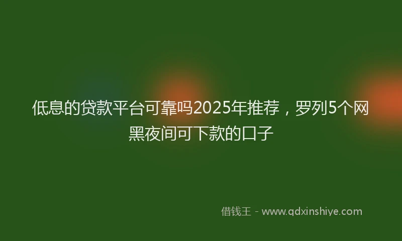 低息的贷款平台可靠吗2025年推荐，罗列5个网黑夜间可下款的口子