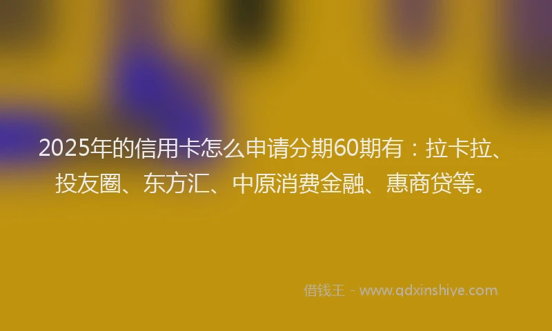 2025年的信用卡怎么申请分期60期有：拉卡拉、投友圈、东方汇、中原消费金融、惠商贷等。