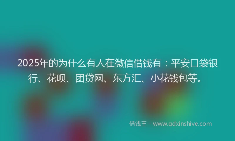 2025年的为什么有人在微信借钱有：平安口袋银行、花呗、团贷网、东方汇、小花钱包等。