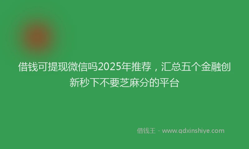 借钱可提现微信吗2025年推荐，汇总五个金融创新秒下不要芝麻分的平台