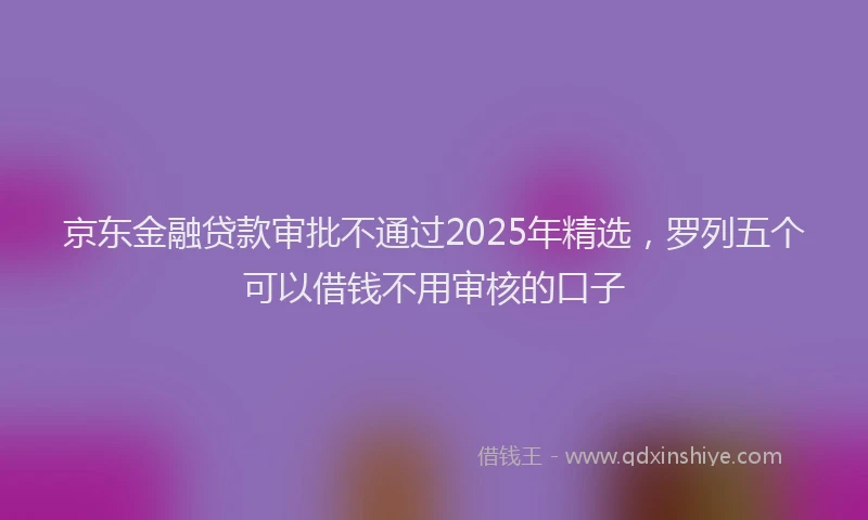 京东金融贷款审批不通过2025年精选，罗列五个可以借钱不用审核的口子