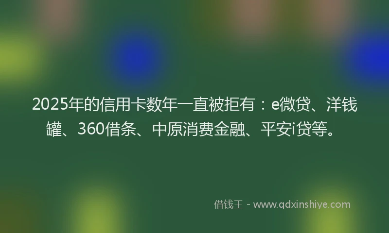 2025年的信用卡数年一直被拒有：e微贷、洋钱罐、360借条、中原消费金融、平安i贷等。