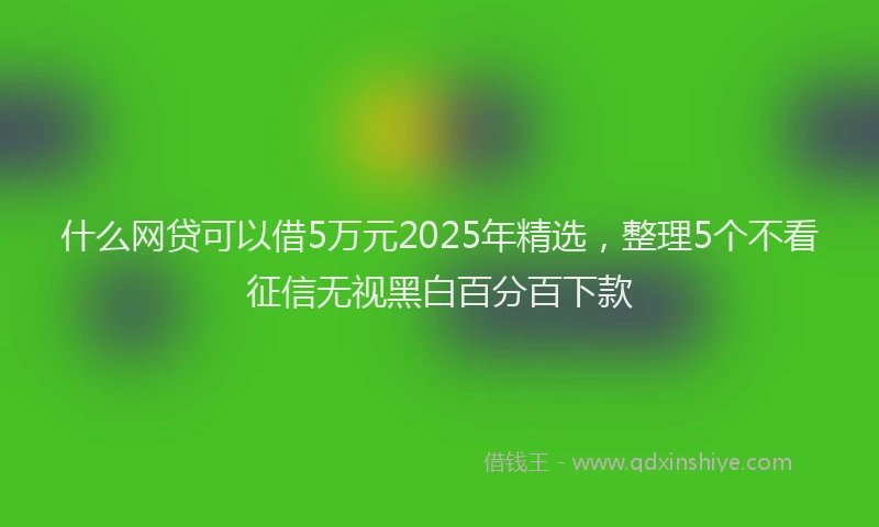 什么网贷可以借5万元2025年精选，整理5个不看征信无视黑白百分百下款