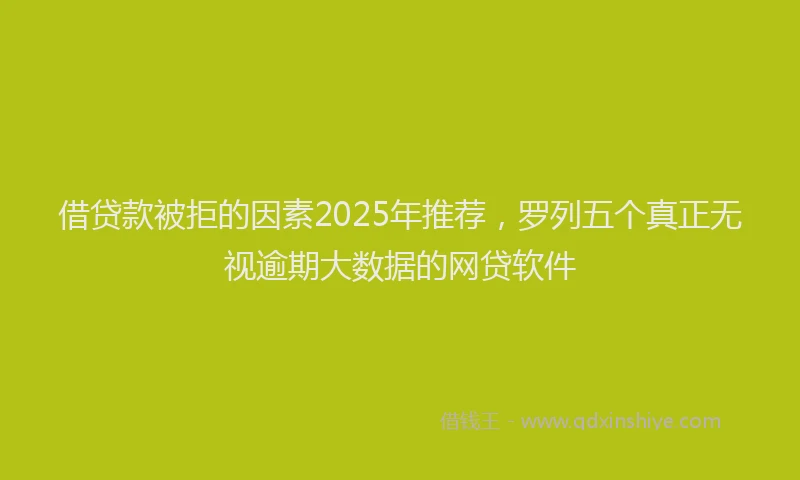 借贷款被拒的因素2025年推荐，罗列五个真正无视逾期大数据的网贷软件