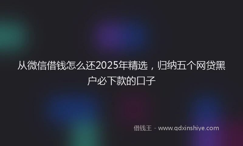 从微信借钱怎么还2025年精选，归纳五个网贷黑户必下款的口子
