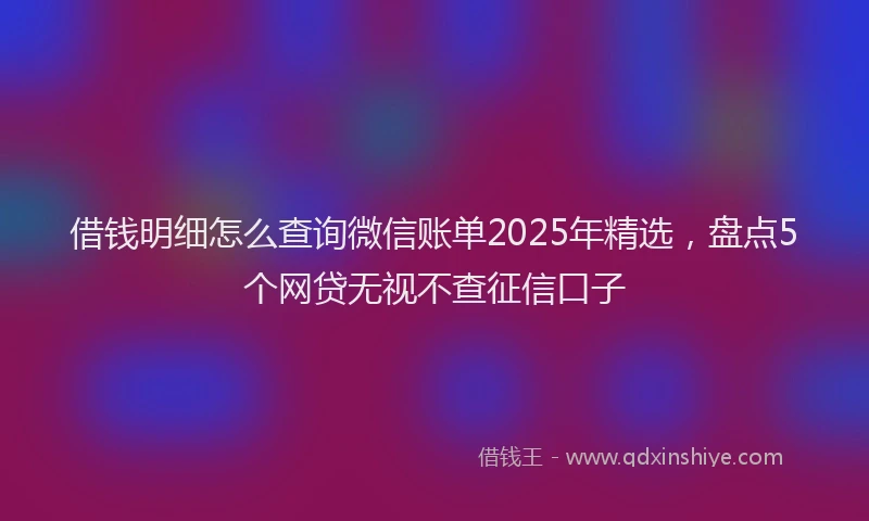 借钱明细怎么查询微信账单2025年精选，盘点5个网贷无视不查征信口子