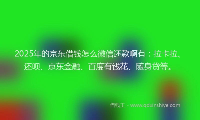 2025年的京东借钱怎么微信还款啊有：拉卡拉、还呗、京东金融、百度有钱花、随身贷等。
