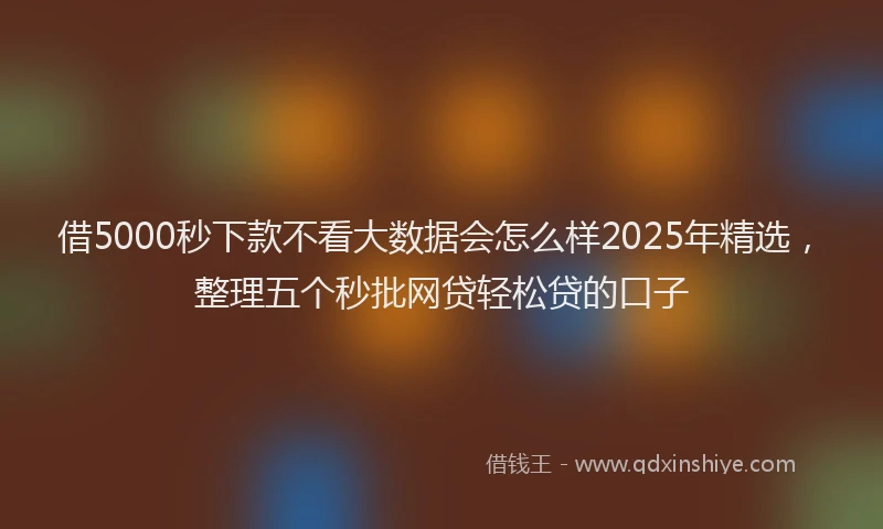 借5000秒下款不看大数据会怎么样2025年精选，整理五个秒批网贷轻松贷的口子