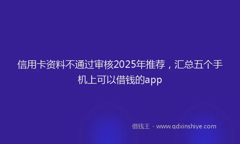 信用卡资料不通过审核2025年推荐，汇总五个手机上可以借钱的app