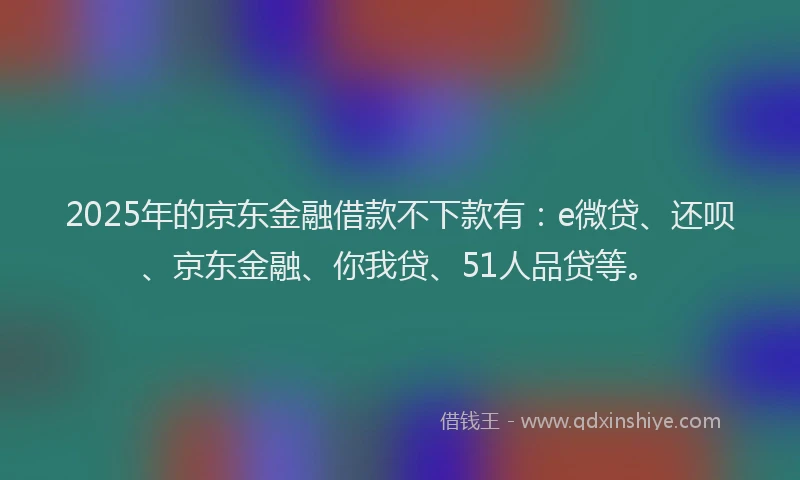 2025年的京东金融借款不下款有：e微贷、还呗、京东金融、你我贷、51人品贷等。