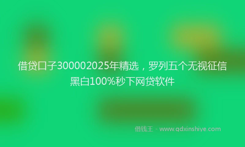 借贷口子300002025年精选，罗列五个无视征信黑白100%秒下网贷软件
