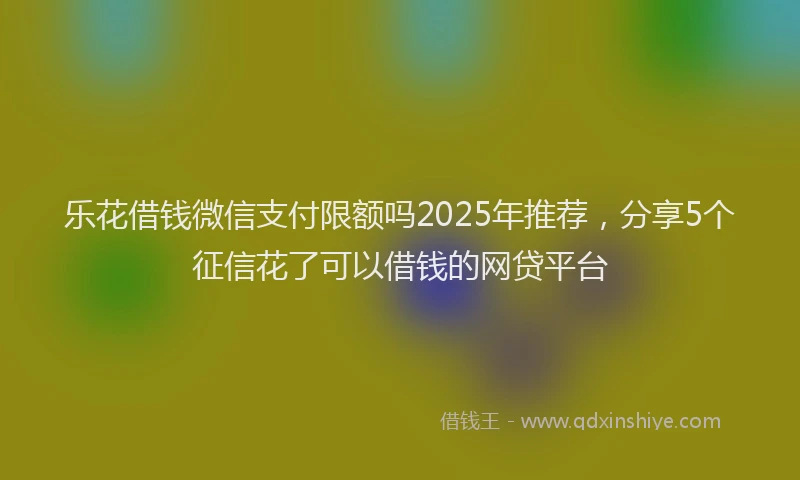 乐花借钱微信支付限额吗2025年推荐，分享5个征信花了可以借钱的网贷平台