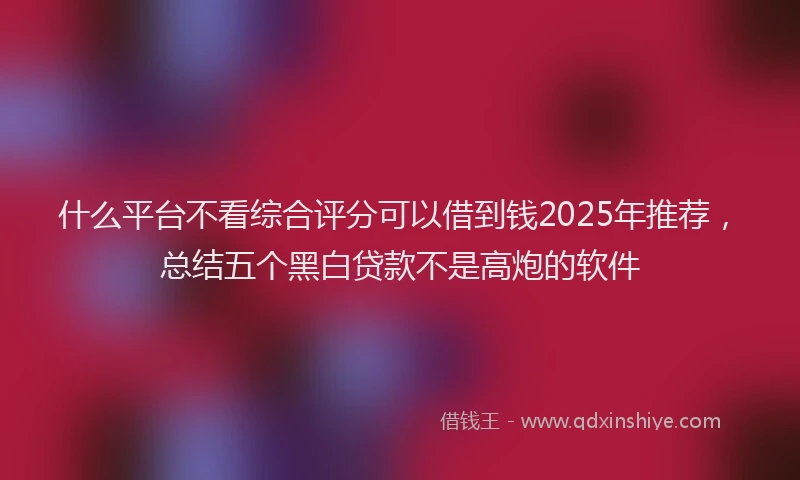 什么平台不看综合评分可以借到钱2025年推荐，总结五个黑白贷款不是高炮的软件