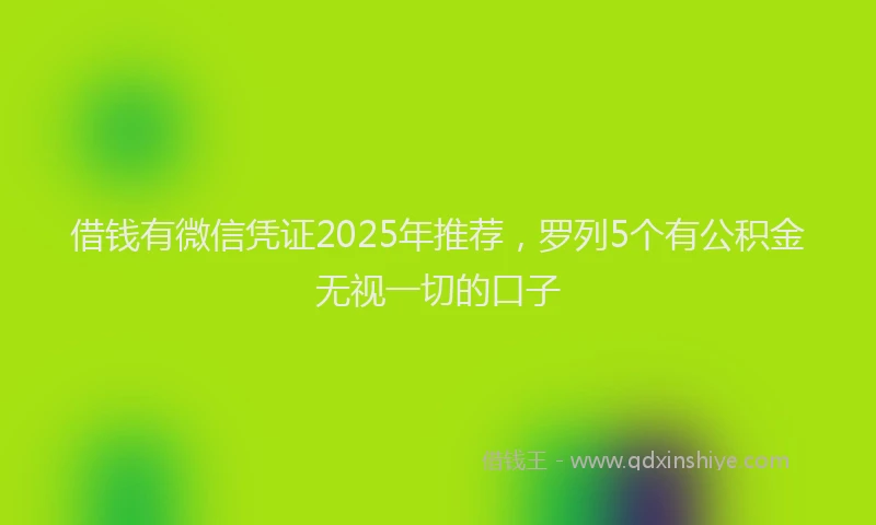 借钱有微信凭证2025年推荐，罗列5个有公积金无视一切的口子