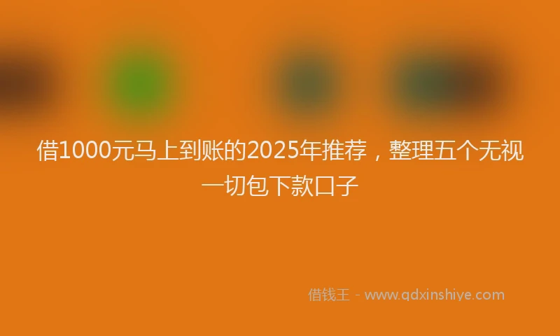 借1000元马上到账的2025年推荐，整理五个无视一切包下款口子