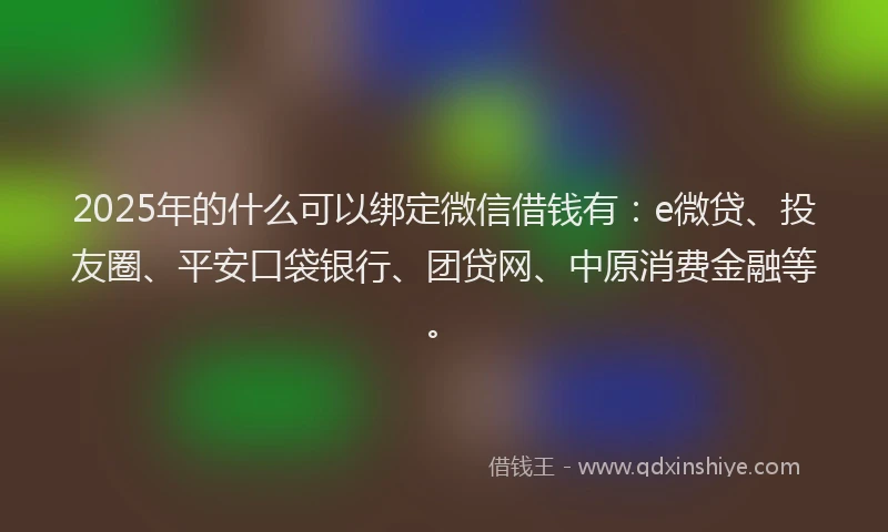 2025年的什么可以绑定微信借钱有：e微贷、投友圈、平安口袋银行、团贷网、中原消费金融等。