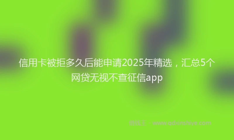 信用卡被拒多久后能申请2025年精选，汇总5个网贷无视不查征信app