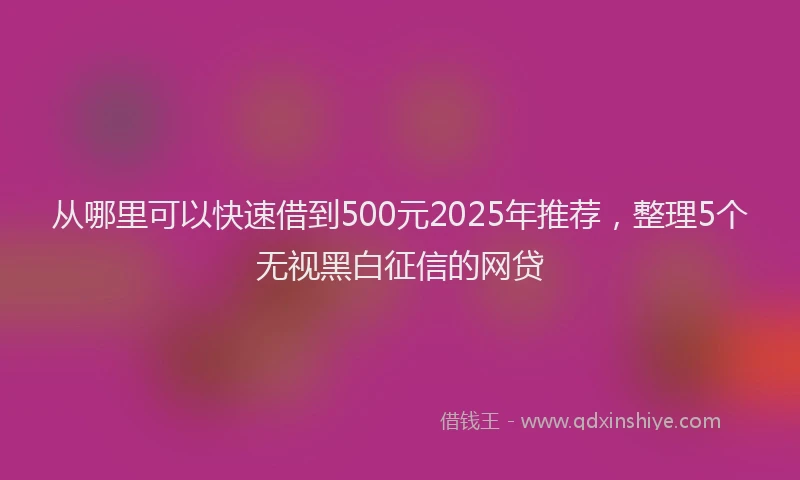 从哪里可以快速借到500元2025年推荐，整理5个无视黑白征信的网贷