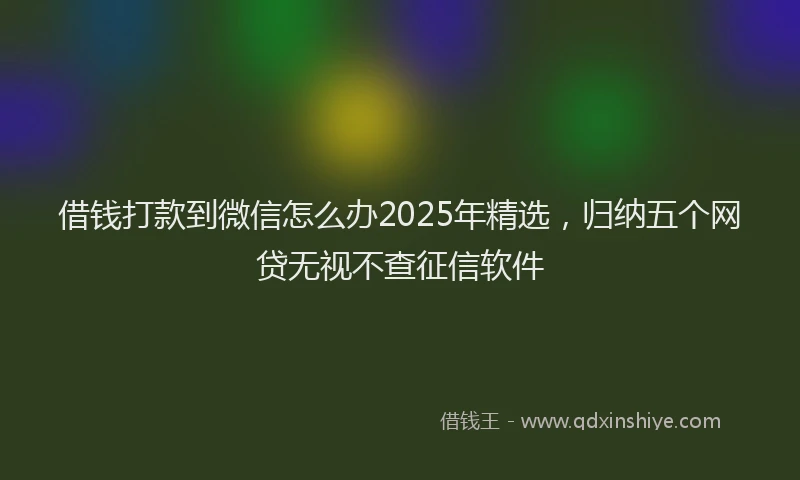 借钱打款到微信怎么办2025年精选，归纳五个网贷无视不查征信软件