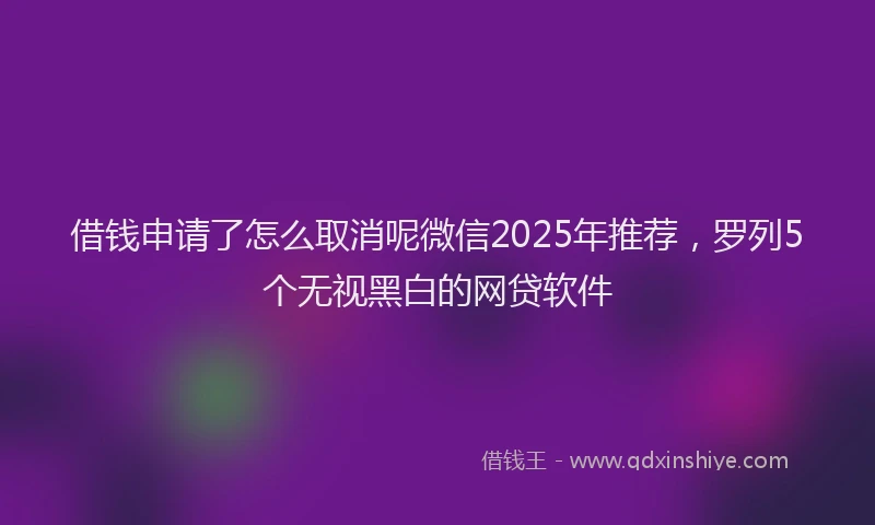 借钱申请了怎么取消呢微信2025年推荐，罗列5个无视黑白的网贷软件