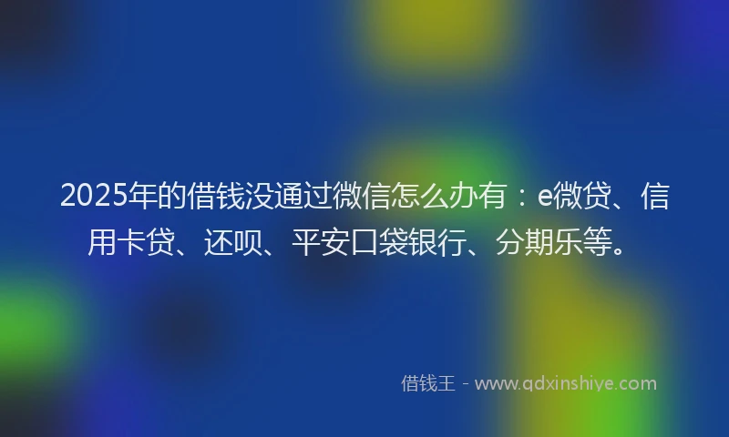 2025年的借钱没通过微信怎么办有：e微贷、信用卡贷、还呗、平安口袋银行、分期乐等。