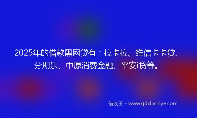 2025年的借款黑网贷有：拉卡拉、维信卡卡贷、分期乐、中原消费金融、平安i贷等。