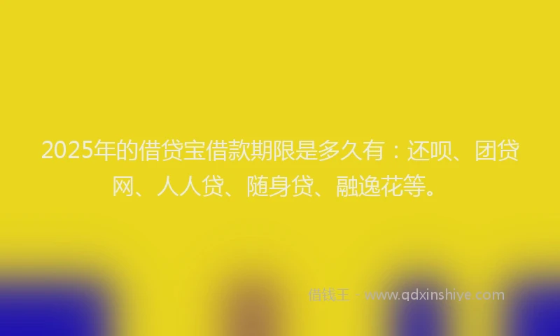 2025年的借贷宝借款期限是多久有：还呗、团贷网、人人贷、随身贷、融逸花等。
